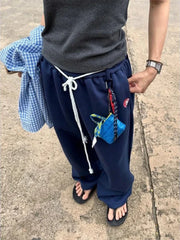 Y2k Kpop Oversized Sweatpants Women Vintage Wdie Leg Trousers with Belt Gyaru Streetwear Korean Fashion Baggy Joggers
