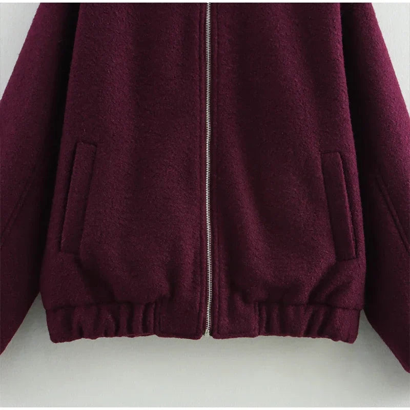 Casual Zipper Long Sleeve O-neck Coat for Women Spring New Solid Loose Female Jacket Vintage Ladies Outwear Top High Street