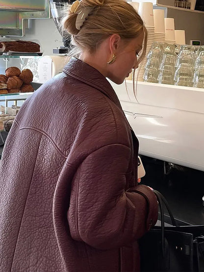 Chic New Lapel Solid Color Women's Jacket Casual Pocket Long Sleeved Single Breasted Coat Autumn Versatile High Streetwear