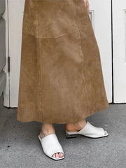 Autumn Retro Fashion Velvet Long Skirt Khaki Slim Straight Winter Women Skirt Zipper Solid Color Elegant Streetwear Skirt
