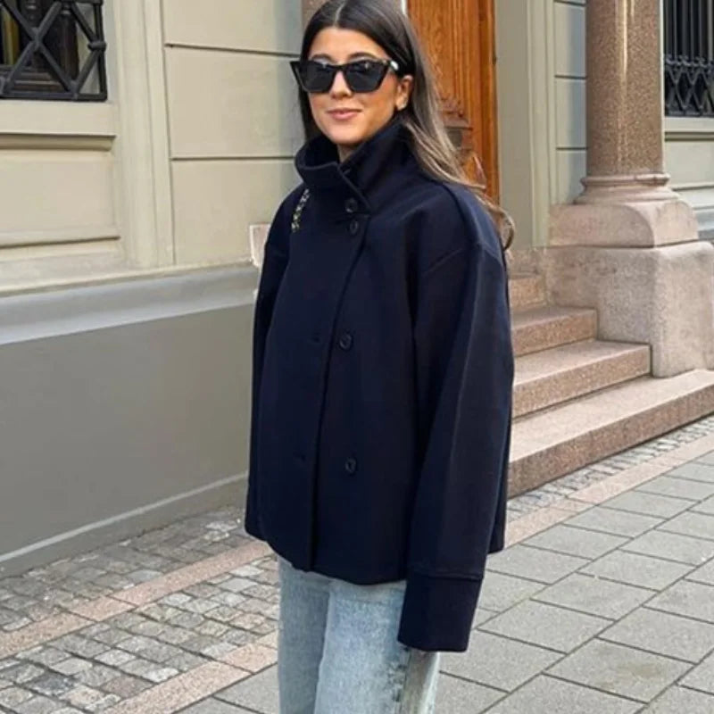 Stylish Versatile Jacket Stand-collar Women's Classic Casual Mature Elegant 2025 Autumn Coat Trend Edgy High-quality Street Wear