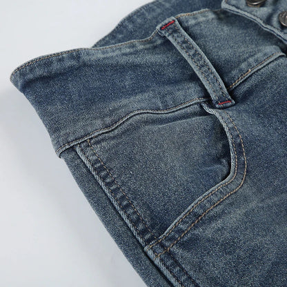 Y2K Low Waist Flare Jeans Vintage High Street Casual Denim Trousers Korean Fashion Slim Lady Trumpet Pants Spring