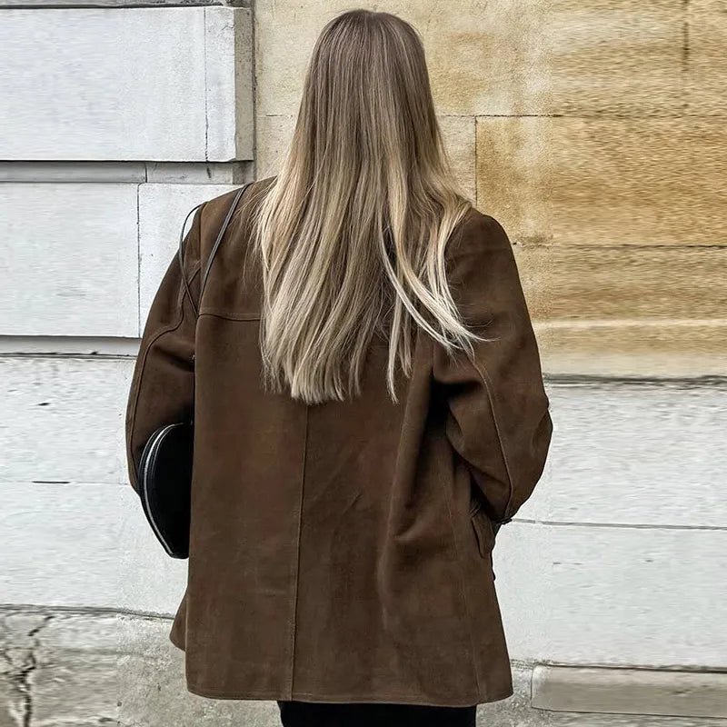 Fashion Turn Down Collar Suit Jacket for Women Casual Long Sleeve Single Breasted Female Coats Autumn Office Ladies Suits