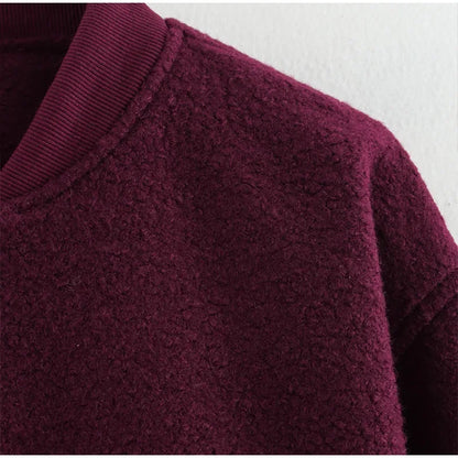 Casual Zipper Long Sleeve O-neck Coat for Women Spring New Solid Loose Female Jacket Vintage Ladies Outwear Top High Street