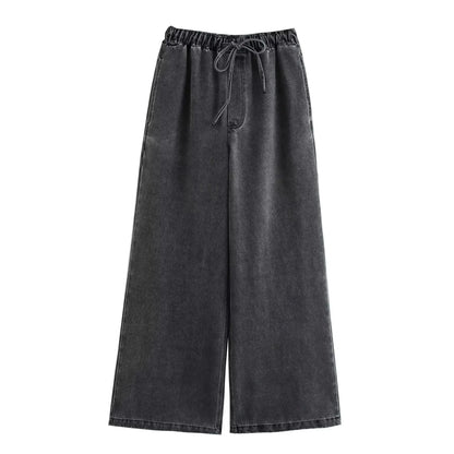 Denim Jacket Pants Set Outfits Women Autumn Winter Blue Pockets Loose 2 Pcs Set Casual Female Matching Set Retro