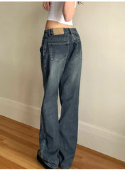 Baggy Jeans Straight Leg Pants Y2k Denim Trousers Vintage Loose Blue Washed Mom Jeans New Fashion High Waist Jeans Women