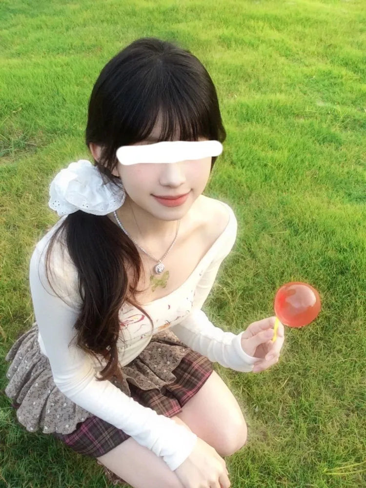 American Vintage Graffiti T-shirts Y2k Streetwear Punk Top for Women Shirt