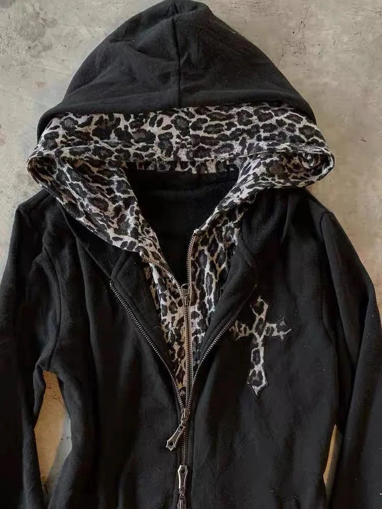 Autumn and Winter Classic Harajuku Style Fashion Retro Hoodie Winter Thick Fur Leather Collar Women's Popular Jacket Top