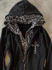 Autumn and Winter Classic Harajuku Style Fashion Retro Hoodie Winter Thick Fur Leather Collar Women's Popular Jacket Top