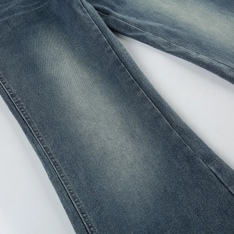 Y2K Low Waist Flare Jeans Vintage High Street Casual Denim Trousers Korean Fashion Slim Lady Trumpet Pants Spring