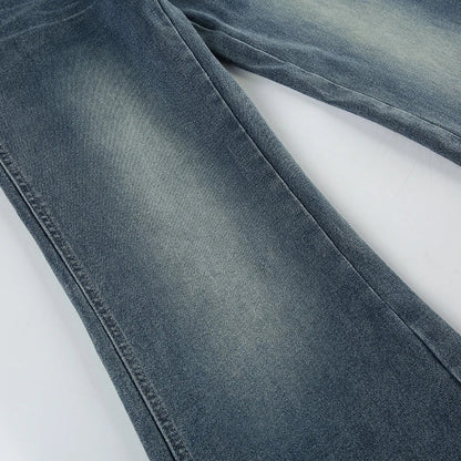 Y2K Low Waist Flare Jeans Vintage High Street Casual Denim Trousers Korean Fashion Slim Lady Trumpet Pants Spring