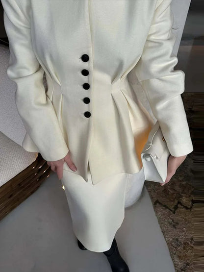 Elegant V-neck Slim Fit Jackets Women Vintage Solid Single Breasted Long Sleeve Coats Female Autumn Spring Chic Street Outwear