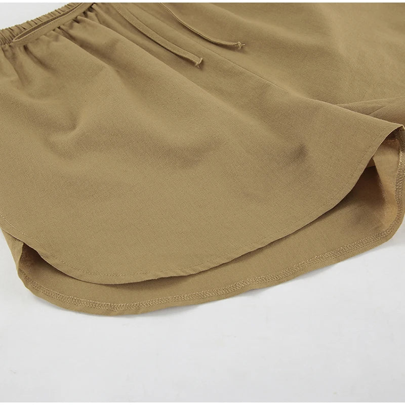 Women's Summer Suit Elegant Lapel Single Breasted Full Sleeve Lace Up Waist Shorts Female Suit Oversize Two-piece Set 2025