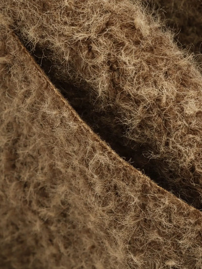 Vintage Solid Bomber Jacket Women Stand Collar Single Breasted Woolen Coat Streetwear Casual Fashion Long Sleeve Outerwear New