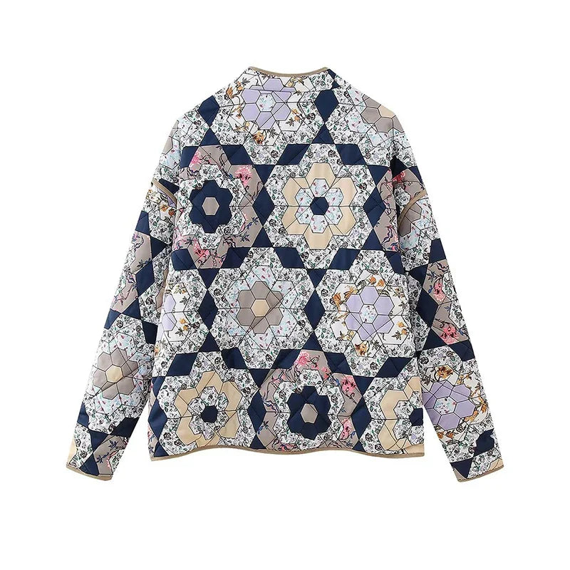 Casual Printed Women's Jacket Cardigan Winter Warm Vintage Women Coat V-neck Long Sleeve Jackets Bohemian Ladies Coats Outerwear