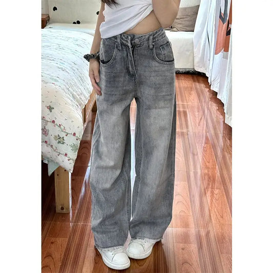 Y2k Baggy Women Jeans Vintage Harajuku Korean Popular Basic Wide Leg Denim Pants High Waist Office Lady Loose Trousers