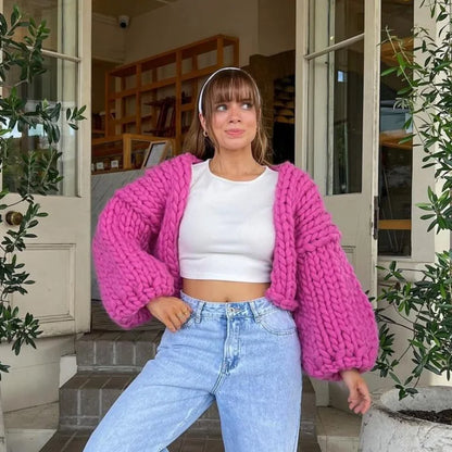 Knitted Twist Chic Cardigans Women Elegant Long Sleeve Loose O-neck Sweaters Female Autumn Vintage All-match Coats Tops