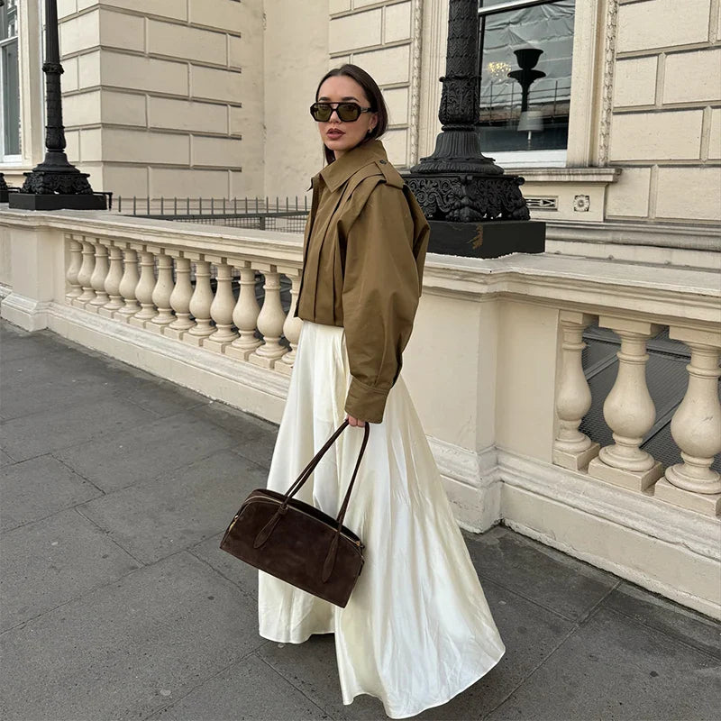 Lapel Single Breasted Loose Windbreaker Women Solid Oversized Jackets 2025 New Fashion Casual Autumn Chic High Street Outerwear