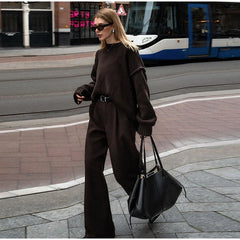 Vintage Solid Knit Women Pullover Elegant Long Sleeve O-neck Patchwork Female Sweaters 2025 Autumn Casual Lady Knitwears