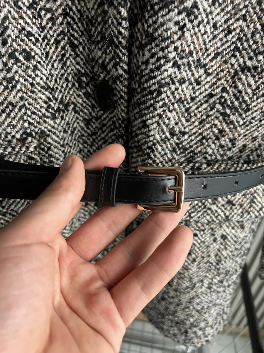 Autumn/Winter New women's ZW series with belt tweed loose version of waist waist suit jacket 3736247