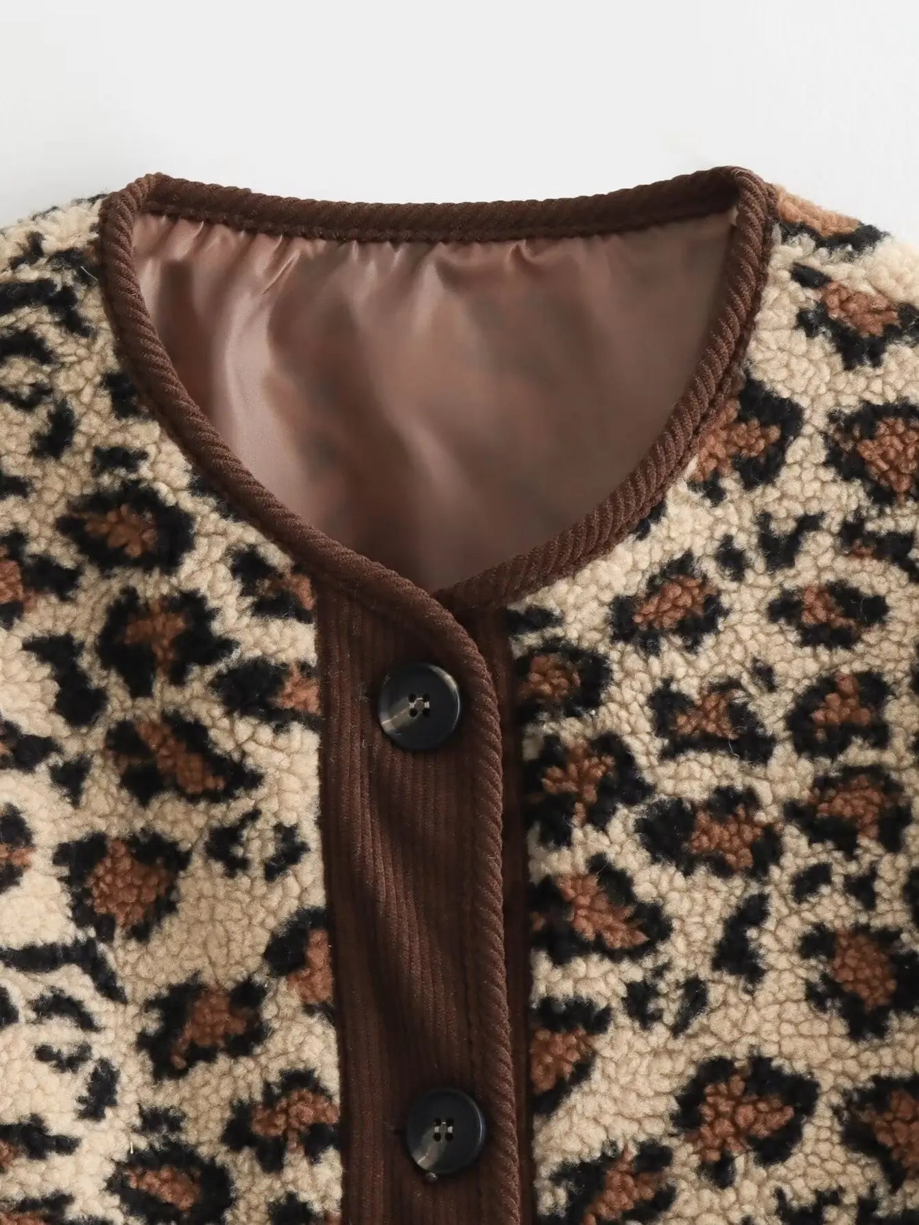 Women Fashion Jacket Winter Casual Ladies Commuter Leopard-print Lamb Wool Solid Jacket For Women's Outwears