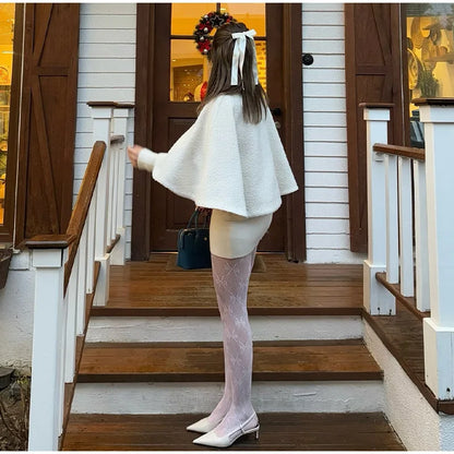 Elegant Cloak Women Loose High Neck A Line Hidden Button Coats Female 2025 Spring New Fashion Solid Soft Chic Cloaks Lady