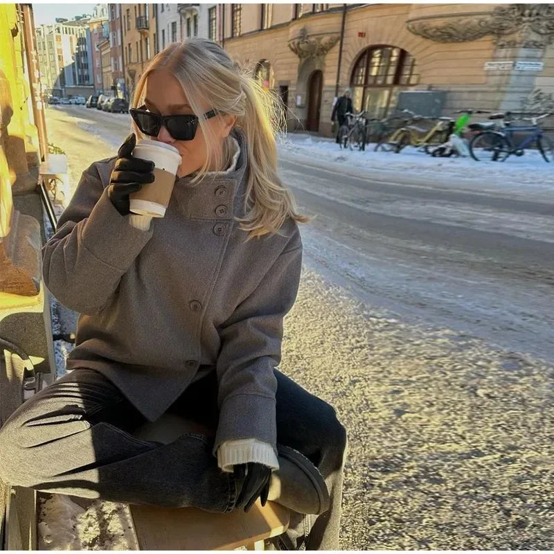 Stylish Versatile Jacket Stand-collar Women's Classic Casual Mature Elegant 2025 Autumn Coat Trend Edgy High-quality Street Wear