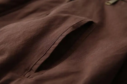 Casual Lapel Single Breasted Pocket Women's Bomber Jacket Vintage Long Sleeves Elastic Hem Loose Winter Coat 2024 Chic Outerwear