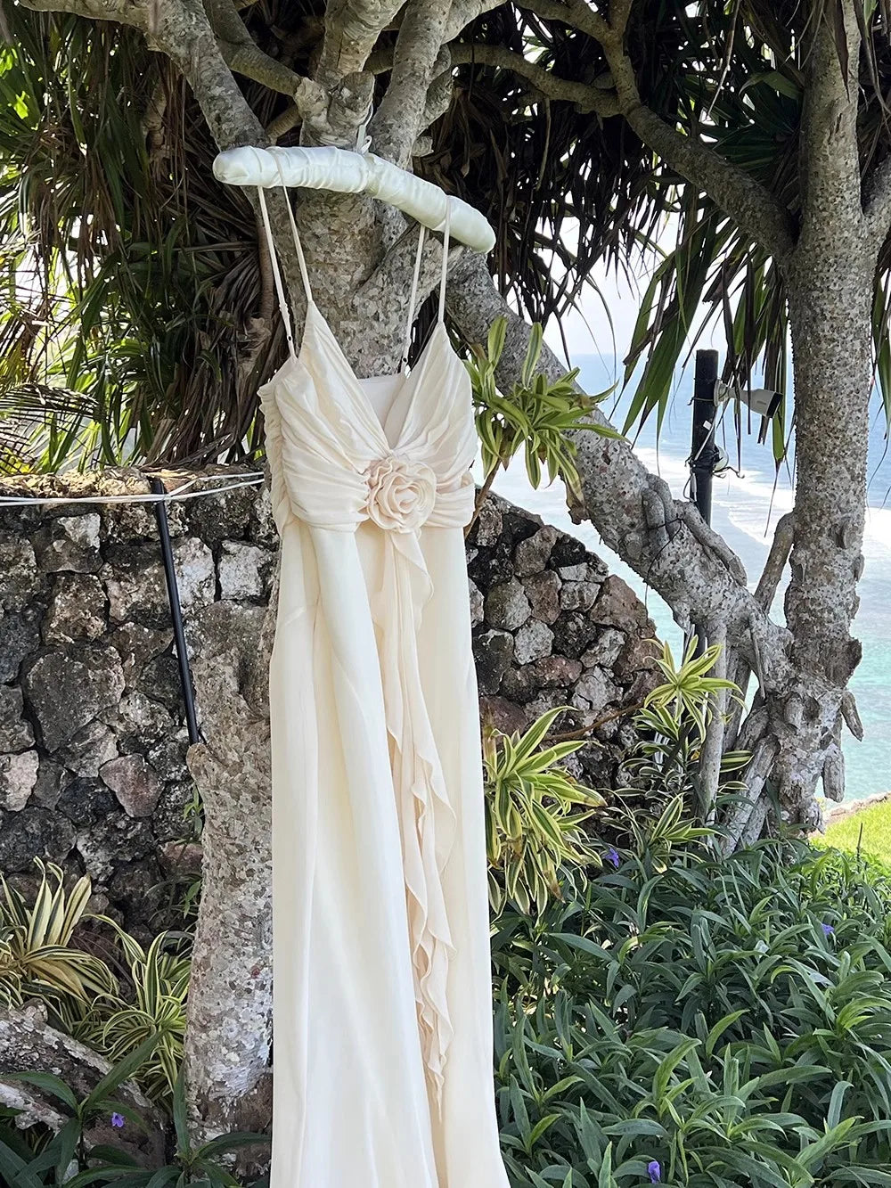 Apricot V-neck with Floral Dress Women Strapped Sleeveless Elegant Vintage Clothing Lady Streetwear Vestidos Bodycon