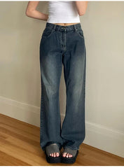 Baggy Jeans Straight Leg Pants Y2k Denim Trousers Vintage Loose Blue Washed Mom Jeans New Fashion High Waist Jeans Women