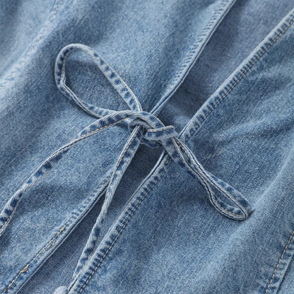 Women's Denim Jacket Without Buckle Tie Up Slim Fit Female Jacket New Baseball Jersey Casual Summer Autumn Simple Jacket