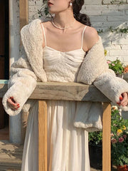 Elegant Dress for Women Sleeveless French Style Vintage Dresses Solid Lace Sling Fairycore 2024 New Spring Summer Dress