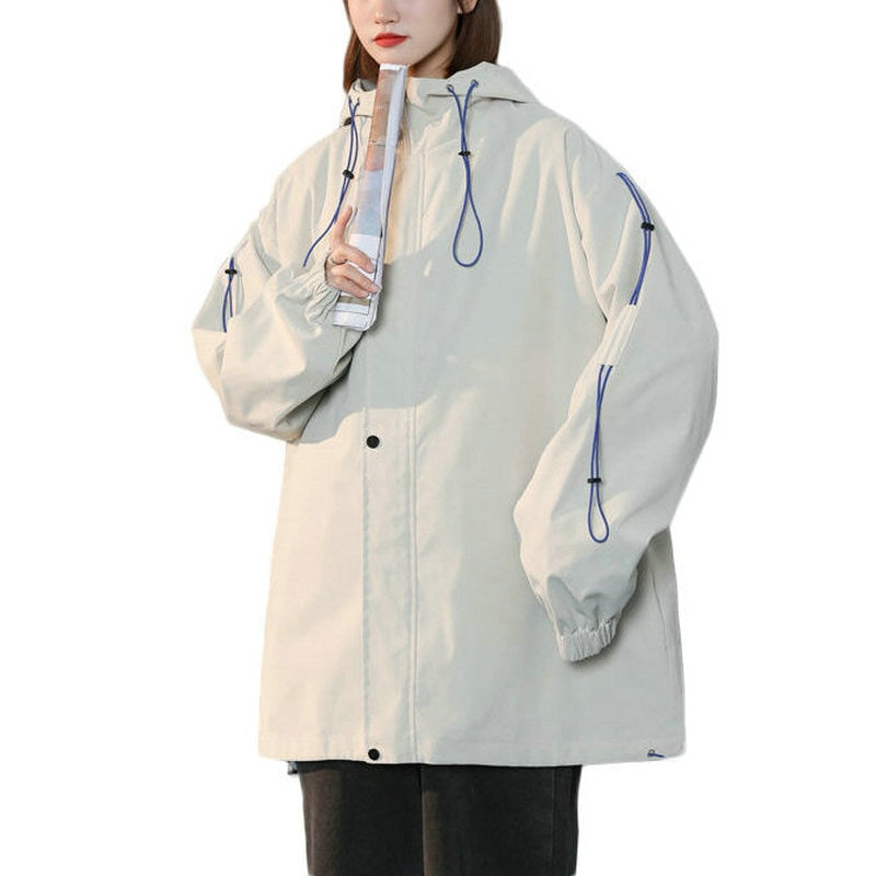 VibeMartini Women's Hooded Jackets Spring Causal Windbreaker Women Jackets Coats Zipper Ribbons Sportswear Jackets Bomber Famale