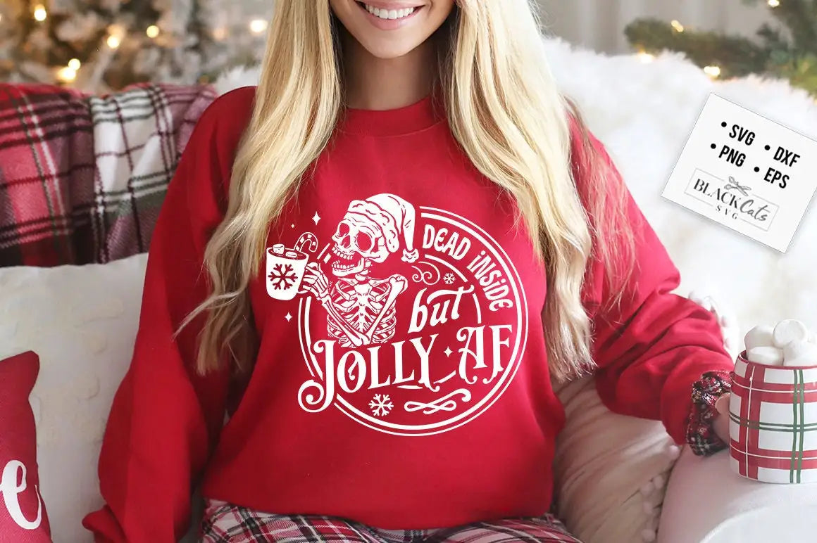 Funny Dead Inside Jolly Slogan Hot Vintage Skull Female Christmas Hoodie Hoodies-L