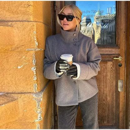 Stylish Versatile Jacket Stand-collar Women's Classic Casual Mature Elegant 2025 Autumn Coat Trend Edgy High-quality Street Wear