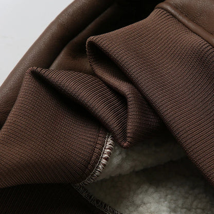 Casual Solid Patchwork Pu Leather Jackets Basic Turn-Down Collar Long Sleeve Coats Women Autumn Winter Fashion Lady