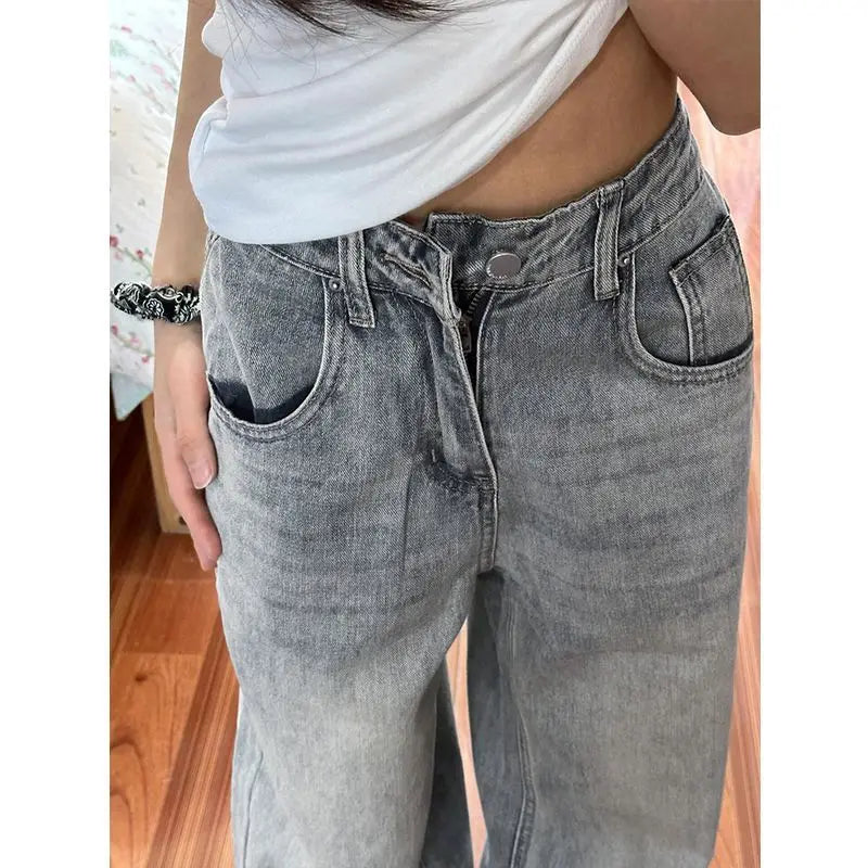 Y2k Baggy Women Jeans Vintage Harajuku Korean Popular Basic Wide Leg Denim Pants High Waist Office Lady Loose Trousers