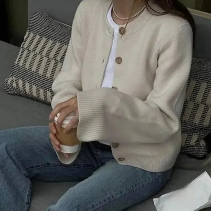 3 Colors Versatile Knits Autumn Loose Casual Basic Classic Women's Cardigan Pockets Tops Lady Fall Fashion Outerwear