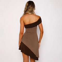 Asymmetrical Casual Dresses for Women Summer Clothes 2024 Fashion Sexy One Shoulder Backless Short Dress