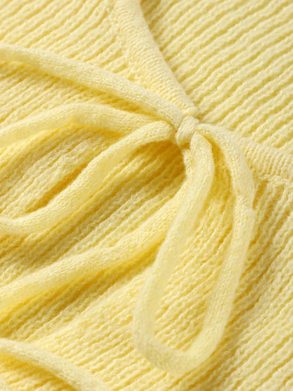 Women Knitted Lace Up 2pcs Set With Skirt Long Sleeve Waist Exposed Cardigan Sexy Slit Long Skirts Autumn New Matching Sets