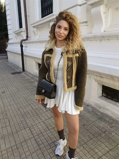 Vintage Women Jacket 2024 Ladies Wool Warm Casual Long Sleeves Thick Ropa De Mujer Knitted Jacket For Women's Clothes