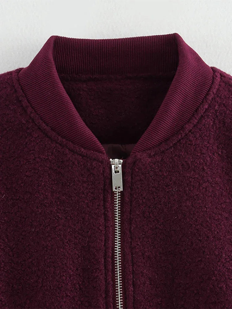 Casual Zipper Long Sleeve O-neck Coat for Women Spring New Solid Loose Female Jacket Vintage Ladies Outwear Top High Street