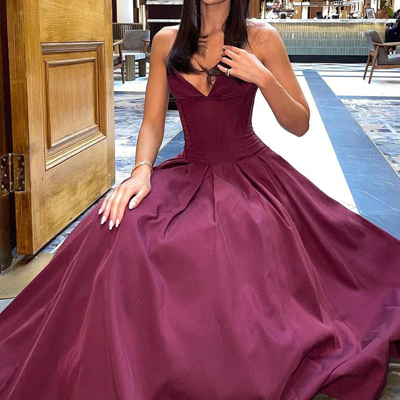 Elegant Multi Color Slim Long Dresses Ladies Sexy V Neck Wrap Chest Waist Party Dress Fashion Hollow Off Shoulder Pleated Dress