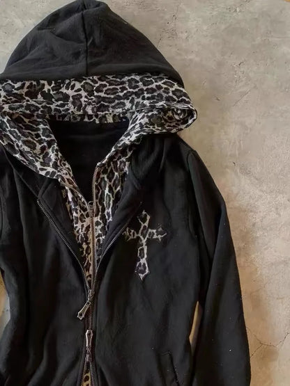 Autumn and Winter Classic Harajuku Style Fashion Retro Hoodie Winter Thick Fur Leather Collar Women's Popular Jacket Top