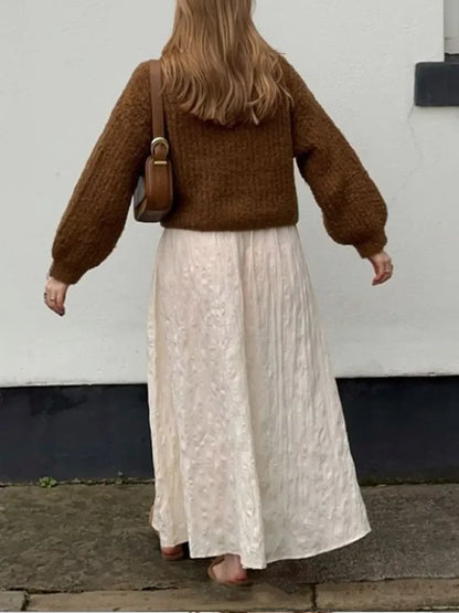 Women Brown Single Breasted Knitwear Fashion Women's O Neck Long Sleeves Loose Casual Sweater Casual New Lady Office Cardigan