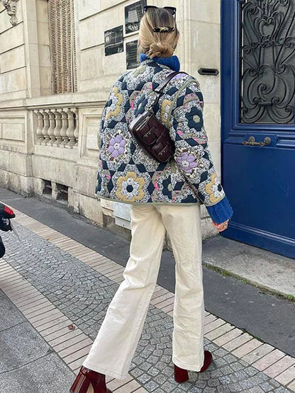 Casual Printed Women's Jacket Cardigan Winter Warm Vintage Women Coat V-neck Long Sleeve Jackets Bohemian Ladies Coats Outerwear