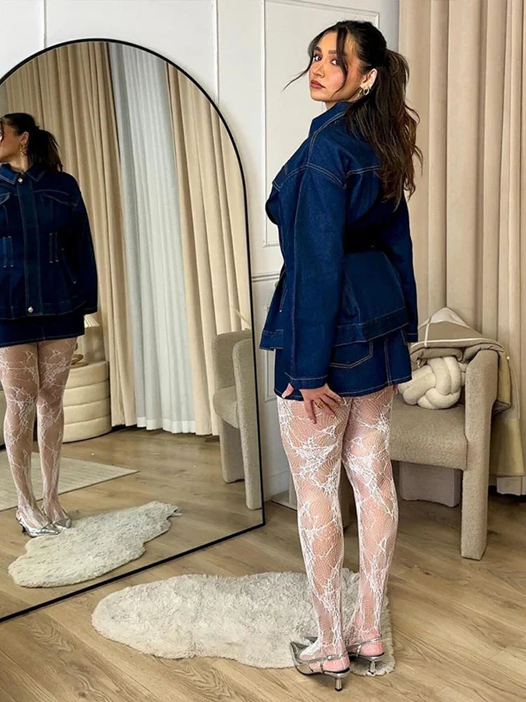 Retro Slim Waist Jeans Jacket Women Loose Button Long Sleeves Washed Denim Jackets Tops 2025 Spring Casual Lady New In Outerwear