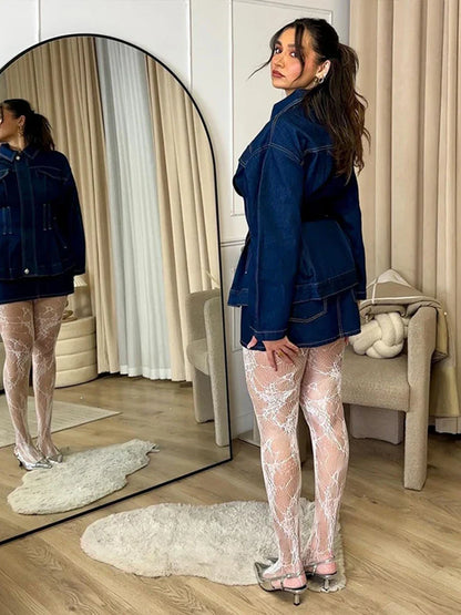 Retro Slim Waist Jeans Jacket Women Loose Button Long Sleeves Washed Denim Jackets Tops 2025 Spring Casual Lady New In Outerwear