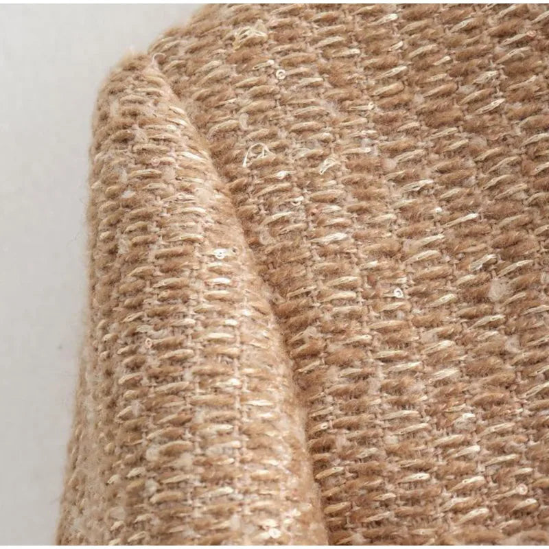 Fashion O-neck Pockets Short Coats For Women Autumn Long Sleeve Single Breasted Tweed Jacket New Chic Cropped Coats Female