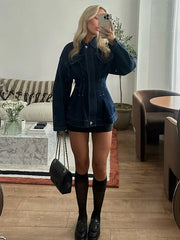 Retro Slim Waist Jeans Jacket Women Loose Button Long Sleeves Washed Denim Jackets Tops 2025 Spring Casual Lady New In Outerwear
